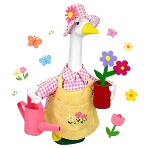 Pink Gardener Porch Goose Outfit, Spring Garden Costume Clothes for 23 Inch Cement Plastic Lawn Goose Statue, Cute Gardening Style Apparel for Outdoor Yard Patio Decor (Goose Not Included)