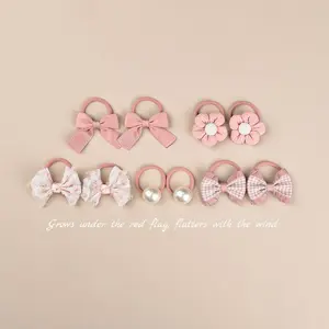 Baby Hair Accessories - 20 Pcs Elastics Hair Ties with Bows, 1 Inch Ponytail Holders for Pigtails & Rubber Bands for Little Girls