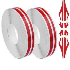 2PCS Pinstripe Tape Car Decorations,Universal Vinyl Pinstripe Tape for Body Emblems Trim Car Stickers,32Ft Automotive Pinstriping Tape Car Decals for Women/Men (Red)
