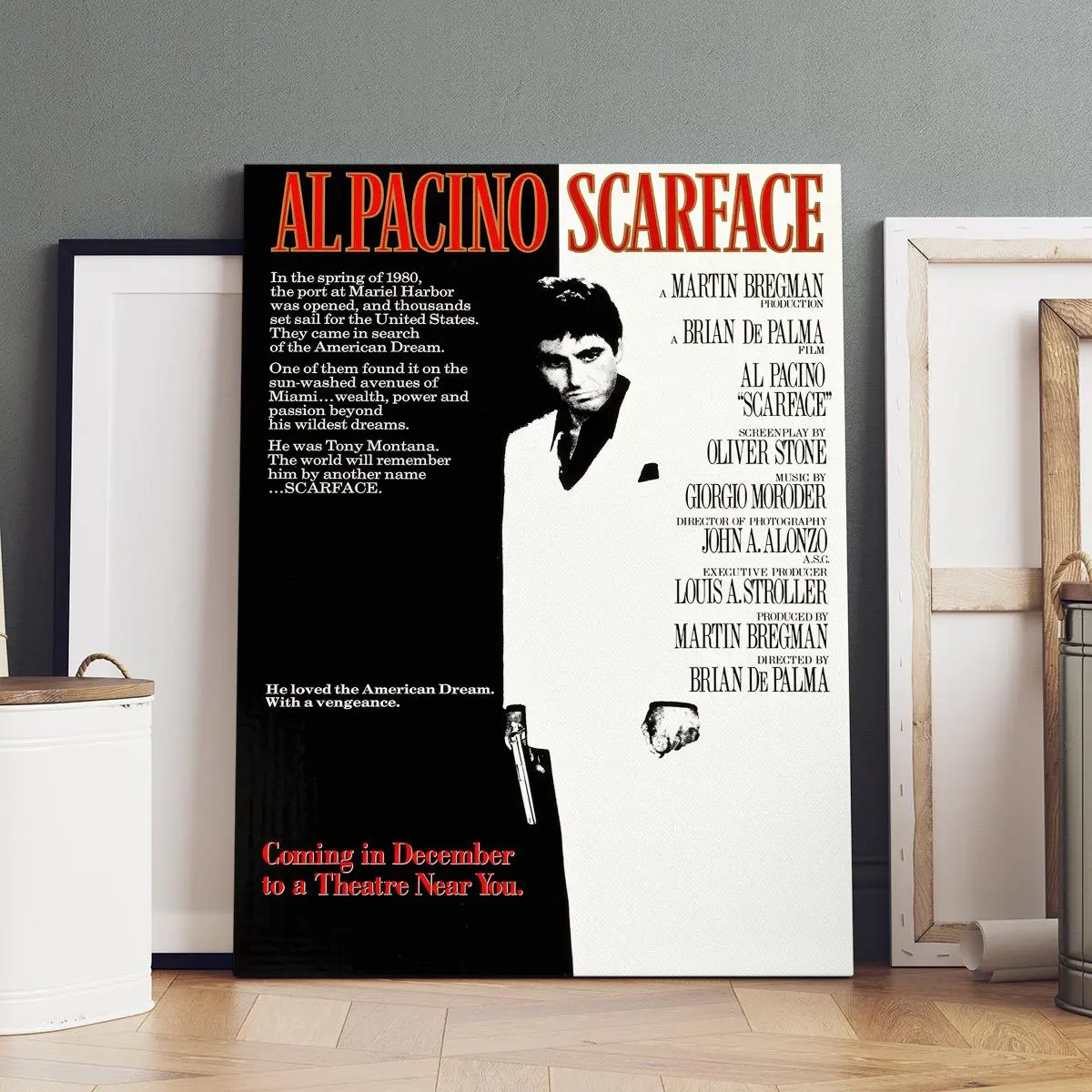Al Pacino Scarface Movie Poster, Wooden Framed Canvas, Canvas Print, Wooden Wall Art, Modern Art, Fashion Poster, Living Room Bedroom Decoration, Hallway Office Mural, Kitchen, Home Poster, Ornaments