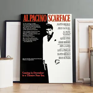 Al Pacino Scarface Movie Poster, Wooden Framed Canvas, Wooden Wall Art, Modern Art, Fashion Poster, Living Room Bedroom Decoration, Hallway Office Mural, Kitchen, Home Poster, Ornaments