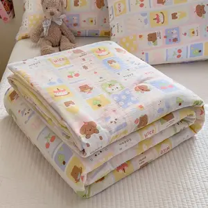 3pc Cloud Touch Lightweight Summer Quilt, Soft Breathable All-Season Use, Printed Bean Pattern, Stitched Thin Blanket, Single & Twin Size, Lightweight Bedding, Soft Quilts Bedspreads