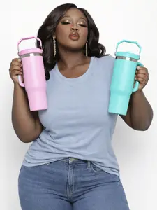 Sublimation 30-ounce Flip Straw Tumbler with Carry Handle Stainless Steel Drinkware Flasks Matte Finish Portable Water Bottles stainless steel water bottle suitable for heating and cold drinks outdoors Drinkware Portable Cup