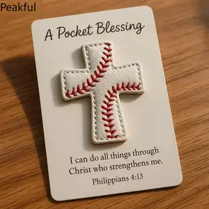Faith Based Athlete Pocket Token Set, Popular Handmade Cross Religious Decor, Compact Daily Carry Prayer Gift With Bible Verse Card, lightweight easy storage & sincere religious meaning, great for team gifts, personal blessing keepsakes, holiday favors
