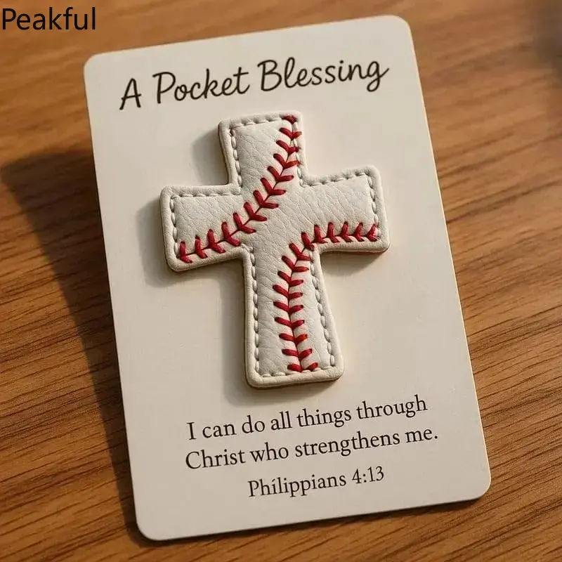 Faith Based Athlete Pocket Token Set, Popular Handmade Cross Religious Decor, Compact Daily Carry Prayer Gift With Bible Verse Card, lightweight easy storage & sincere religious meaning, great for team gifts, personal blessing keepsakes, holiday favors