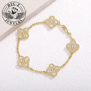 Four-leaf clover flower bracelet for women brings good luck, personalized and fashionable accessories, suitable for Christmas, New Year, birthday, Valentine's Day, back to school, holiday, party gifts