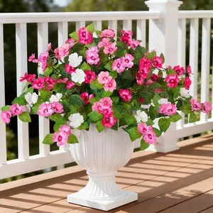 Artificial Fake Flowers for Outdoors, Spring Decoration 2 Bundles, Plastic Faux Flowers, Faux Flowers Plants for Outdoor Planters, UV Resistant, Silk Realistic