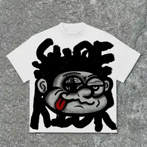 Sopula Vintage Big Face Graphic Cotton T-Shirt regular crew neck cotton t-shirts