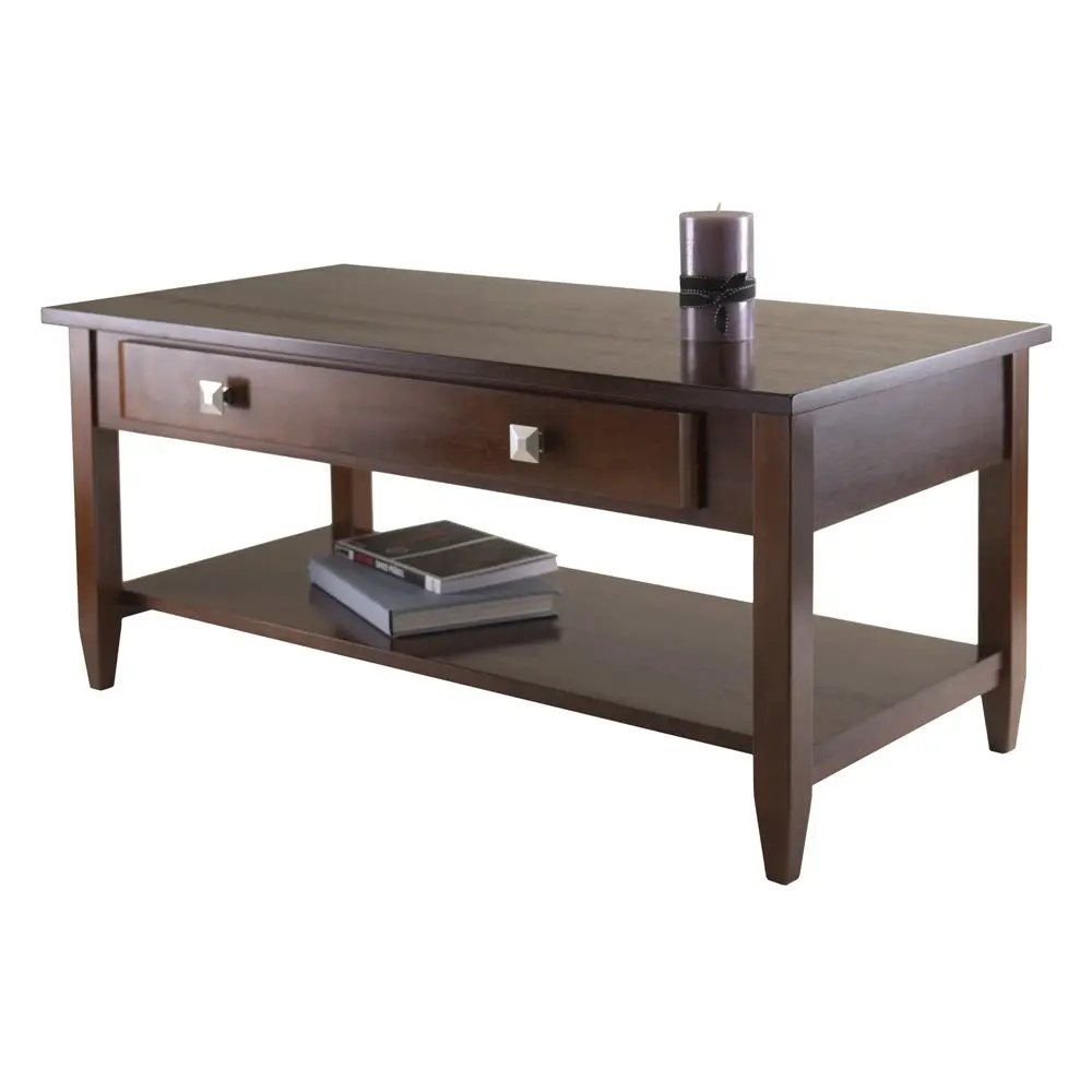Antique Walnut Coffee Table – Classic Living Room Table with Tapered Legs
