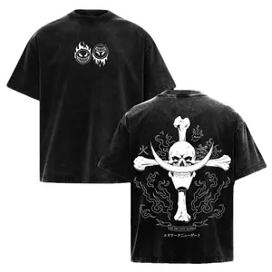 Vintage Washed Oversized Whitebeard Pirates T-Shirt - Heavyweight Cotton Anime Streetwear Tee for Men - Epic One Piece Graphic Top & Perfect Manga Fan Gift - Retro Y2K Japanese Anime Clothing, Cosplay Apparel, Trendy Grunge Outfit & Casual Everyday Wear