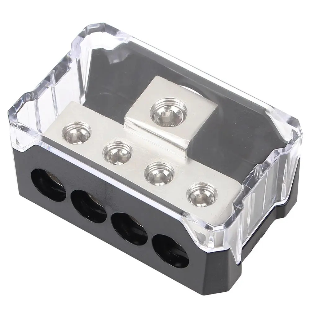 Auto Junction Box for Car Audio Stereo Amplifier, 4-Way Ground Box, Multi-functional 4GA Out Distribution Blocks for Car Audio Stereo Amplifier, Car Stowing & Tidying, Car Stereo Upgrade