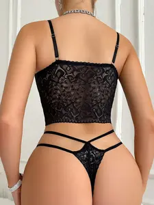 Women's Lace Bra and Panty Set, Wireless Comfortable Underwear Sets, Removable Pads, Sexy Lingerie for Valentine's Day Gift