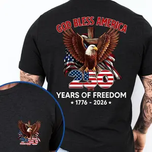250 Years of Freedom T-shirt, Patriotic God Bless America Eagle Shirt, 1776-2026 Tshirt, Unisex Tee