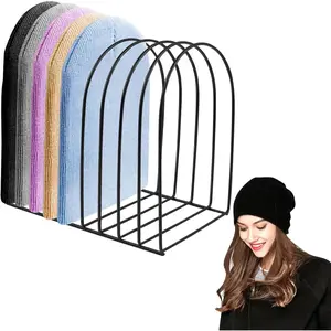 Beanie Holder Organizer, Knitted Hat Storage Rack Display Stand Metal Cap Holder for Winter Swimming Hat Display  Entryway Tabletop Bedroom Closet Dresser Room Office (Black, 1 count)