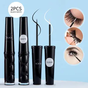 2pc Waterproof False Eyelash Glue - DIY Cluster Lash Adhesive for Strong Hold, 72-Hour Longevity, Latex-Free, Sensitive Eye Safe, Home Use False Eyelash Makeup Tool, Black Eyelash Extension Glue