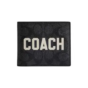Coach 3-in-1 Wallet with Logo, Coated Canvas and Calfskin, for Men in Multi-Color Anthracite