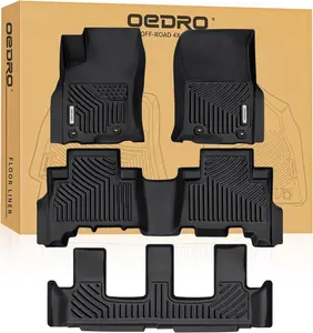 YITAMOTOR Floor Mats for 2024-2013 Toyota 4Runner 7 Seater, Custom Fit TPE All-Weather 4Runner Car Mats Includes 1st, 2nd Row & 3rd Row Floor Liners, Black