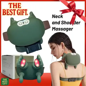 Cordless Neck & Shoulder Massager with Heat, Deep Tissue 4D Kneading Massage Pillow for Muscle Pain Relief, 3 Modes Adjustable Intensity, Portable for Office, Home, Travel, Gift for Men Women