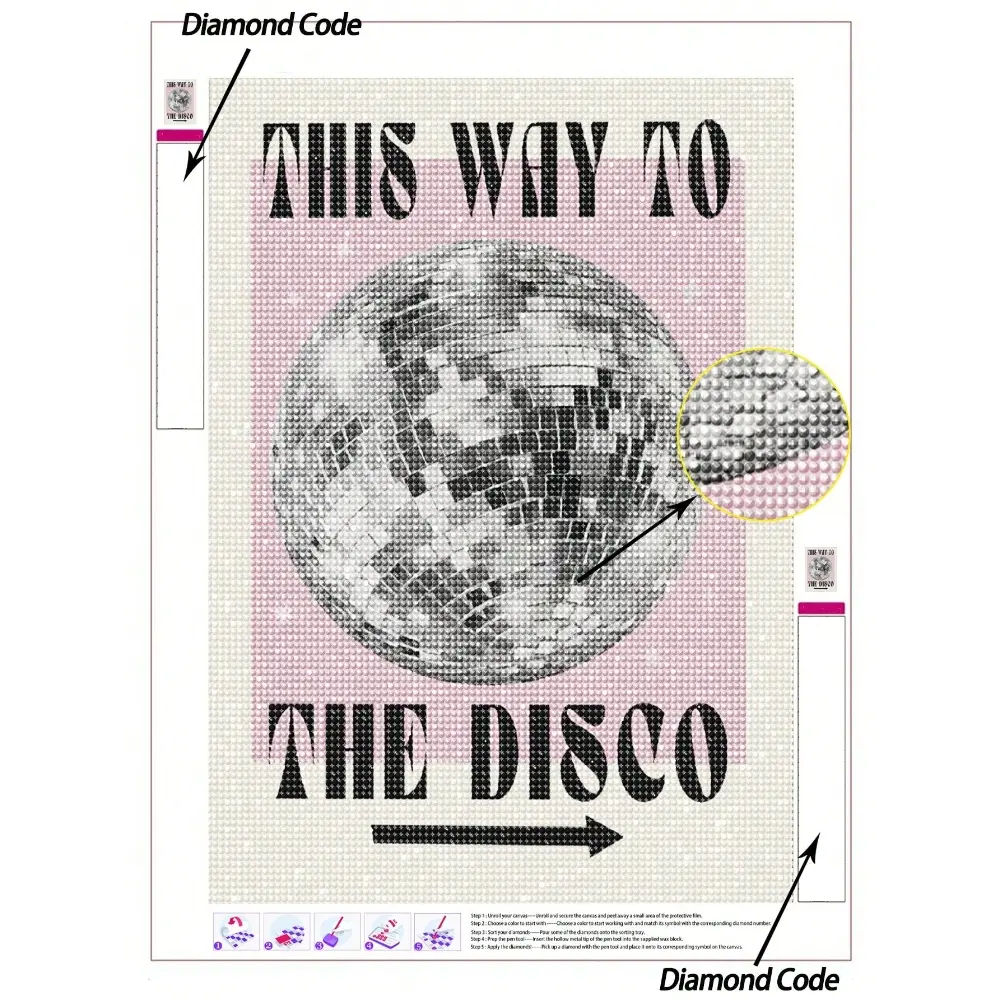 5D DIY Diamond Art Painting Disco Sign, Sparkly Diamond Painting Tools Kit For Party Room, Bar Or Dance Wall Decor, Diamond Painting Kits