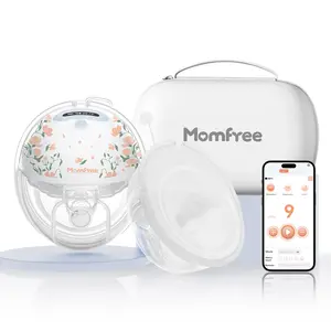 MOMFREE 2-Pack Hands-Free Electric Pumps Wireless App Compatible with 3 Modes 9 Levels Independent Breastmilk Storage Soft Sealed Cushion Insert for Newborn Care