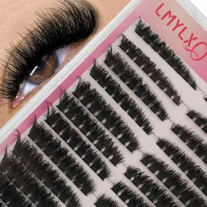 100D DIY False Eyelashes, Russian Roll D Curl, Fluffy Eyelash Clusters, Natural Dense Single Cluster, 16-18mm Length, 0.07mm Thickness, Patch Form, Diy Personal Lashes
