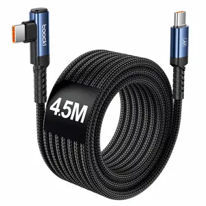 Toocki 15FT 60W USB C to USB C Right Angle Fast Charging Cable for Apple iPhone 15, Samsung Galaxy S24 S23 S22 A15, iPad Pro/Air, Pixel 5/4 XL, One-Plus 8T, PS5