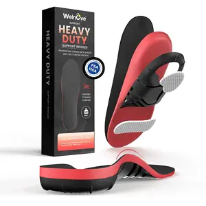 Plantar Fasciitis Insoles for Men Women - Welnove 220+ lbs Heavy Duty High Arch Support Insole - Orthotic Shoe Inserts for Heel Pain Flat Feet - Work Boot Shoe Insoles for Standing All Day (M)