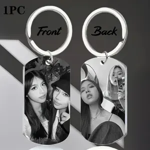 [Custom Engraved Keychain] 1pc Custom Engraved Photo/Text Keychain - Personalized Laser-Engraved Key Ring with Heart Design, Durable Metal Keychain for Men & Women, Valentine's Day, Christmas, Family Gifts, Black, Keychain Accessories, Romantic Gift Item,
