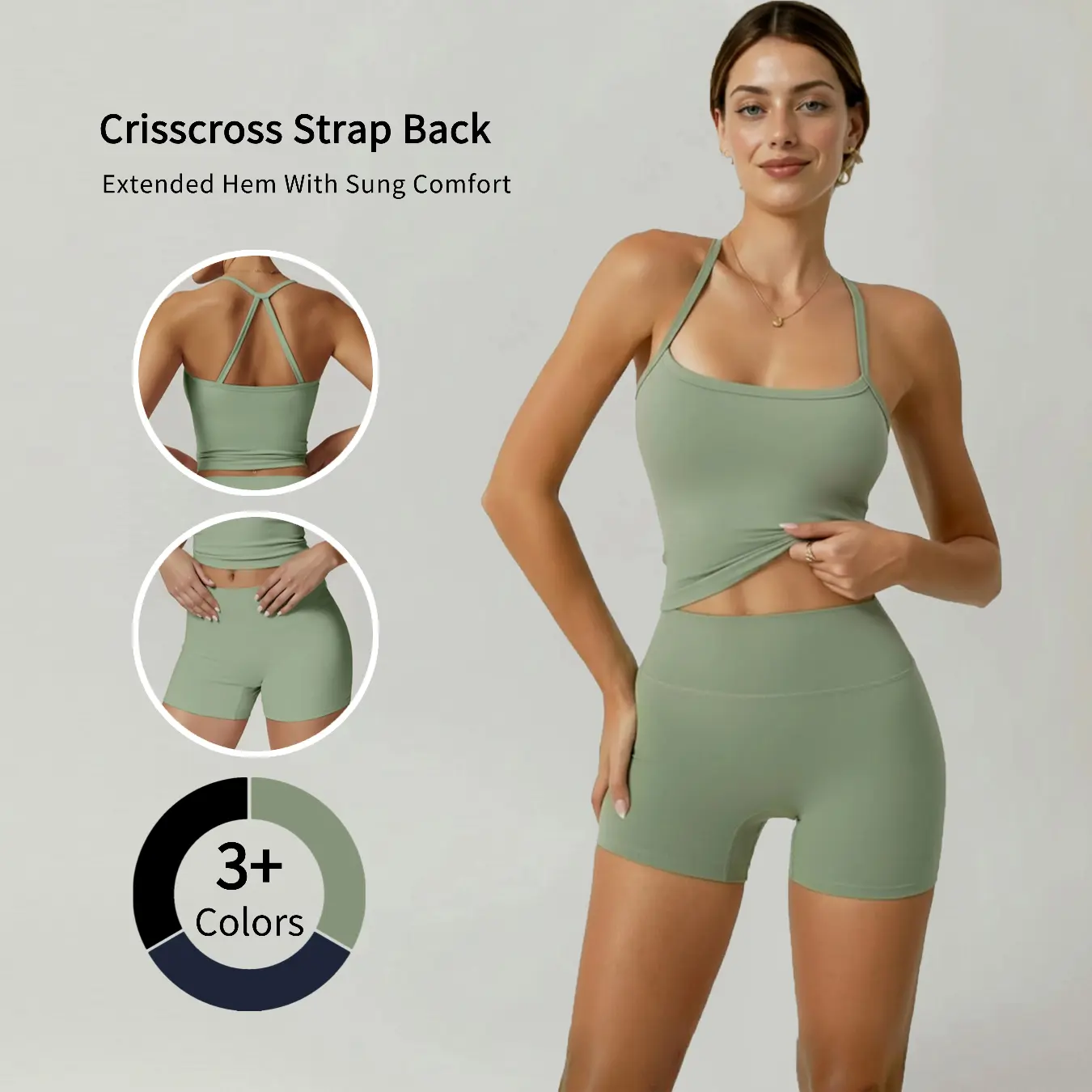 Women's 2-Piece Active Wear Set, Backless Gym Clothes with Spandex for Gym, Breathable Comfortable Fabric, Sporty Style, Spring Summer Casual Daily Wear