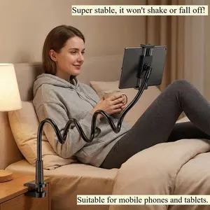 Adjustable Universal Phone Holder Lazy Tablet Holder Stand Gooseneck Clip Mount For Bed And Desktop For Live Streaming TV Watching And Hands-Free Viewing Secure Convenient Phone Mounting Solution Compatible With IPhone Android Phone For Birthday Gift Val