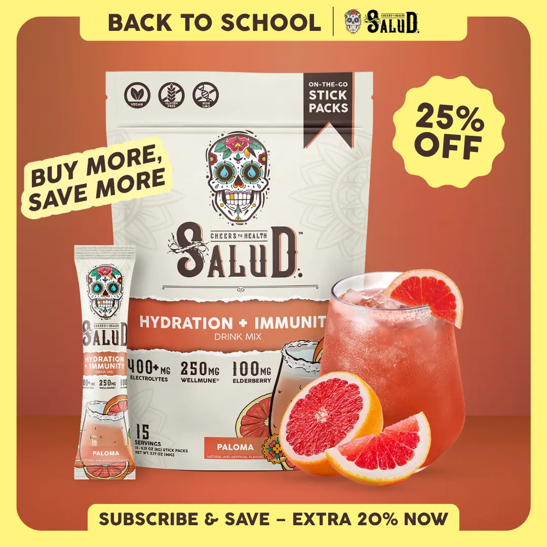 Salud 2-in-1 [Hydration + Immunity - Paloma] Electrolytes Powder, Agua Fresca Drink Mix, Elderberry, Dairy & Soy Free, Non-GMO, Gluten Free, Vegan, Low Calorie, 1g Sugar (15 Servings)