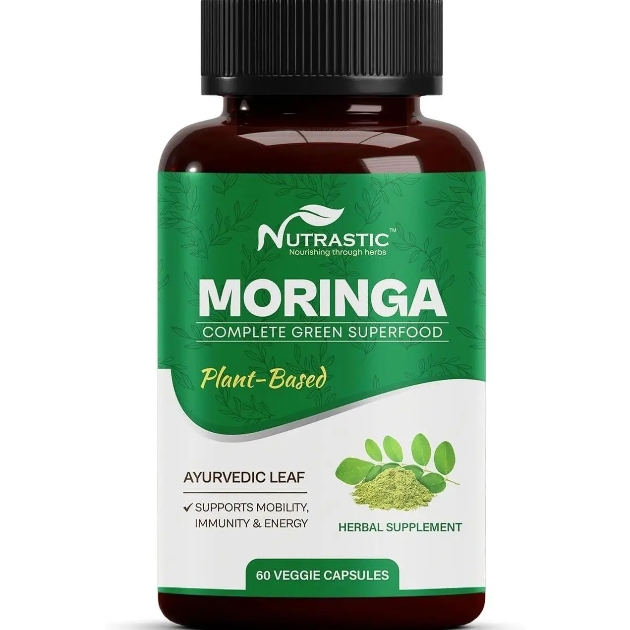 Organic Moringa Supplement 500mg | Drumstick Leaf Capsules for Immunity & Energy | Helps with Digestion, Skin & Hair Health | BreastMilk Supplemtn 60 Caps