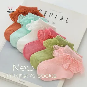 All Season Toddler Girl Princess Socks, Cotton Blend Lace Ruffle Elastic Breathable Crew Walking Socks for Infant