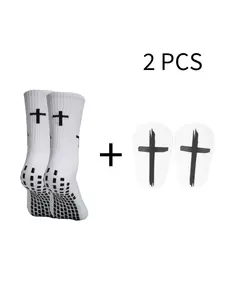 2-Piece Soccer Training Gear Set for Men and Women, Non-Slip Soccer Socks with Elastic Football Shin Guards, Sporty Fitted Athletic Wear, Soccer Grip Socks
