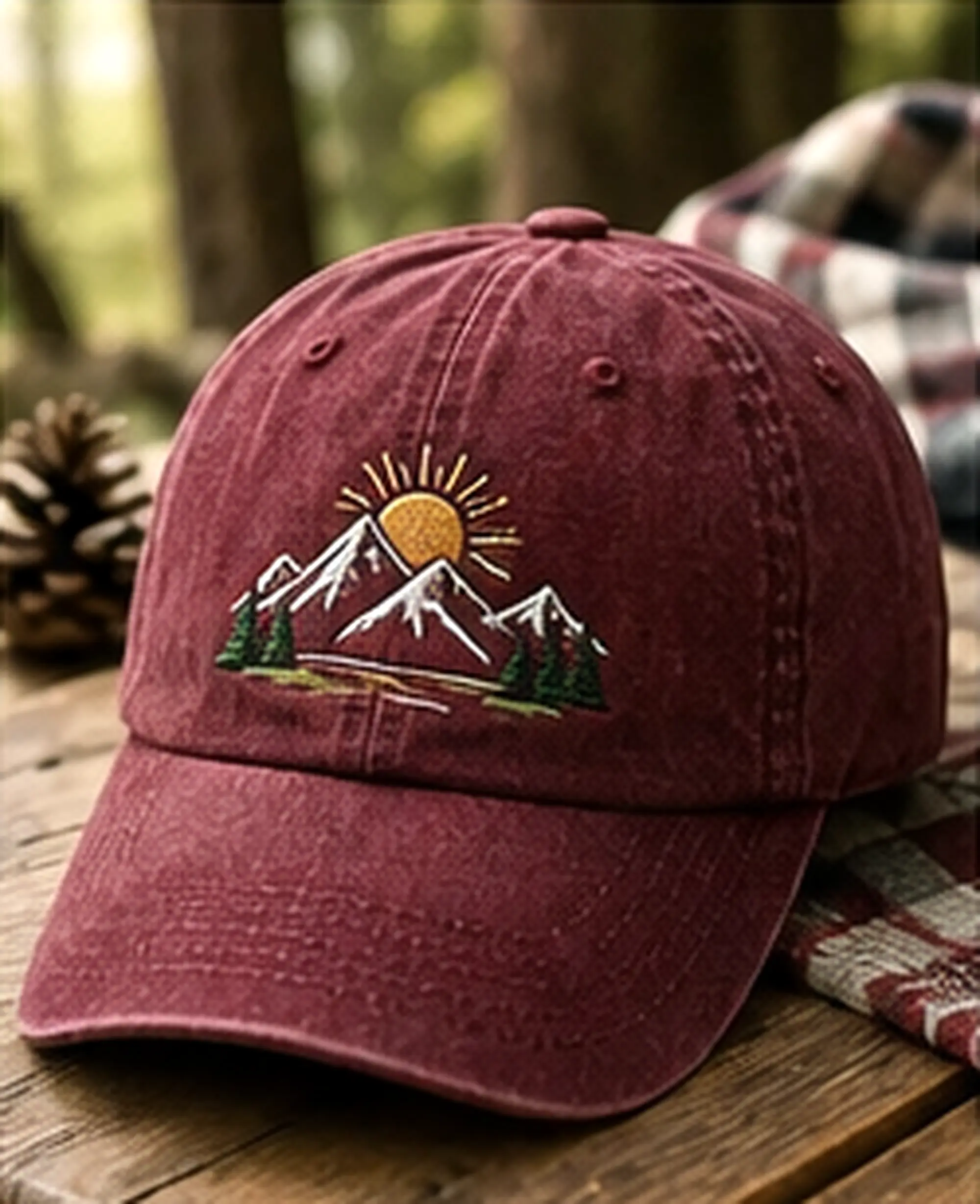 Adjustable Cotton Cap with Embroidered Loon Design