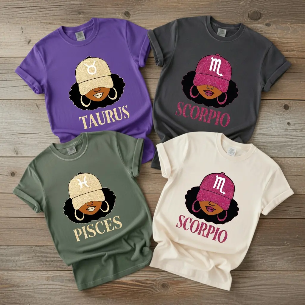 [Full 12 Zodiac] Black Girl Zodiac T-Shirt – Taurus Scorpio Pisces Astrology Sign Graphic Tee for Men and Women, Soft Horoscope Shirt, Cute Zodiac Lover Gift