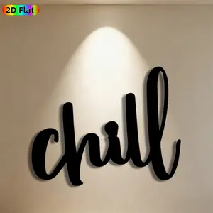 1pc Chill Script Metal Wall Art, Stylish Chill Statue Mural, Ideal Gift for New Year, Easter, Minimalist Decor Enthusiasts, Rust-Resistant Metal Wall Decor Wall Sculptures, Perfect for Living Room Wall & Garden Fence, Modern Home Decor Accent