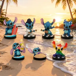 1PCDisney Stitch 3D Collectible Figurines - Beach Day Themed Blind Box Toys Series Random Anime Figures, Miniature Home Decor & Action Statues