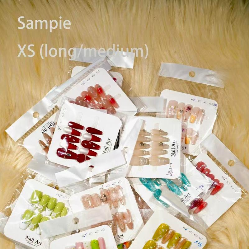 jojo:20sets handmade press-on nails selectable size and length random style