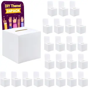24 Pack Suggestion Raffle Ballot Box with Slot White Cardboard Donation Box 6.5x4.5x4.5Inch for Fundraising Voting Contest Collecting Business Cards