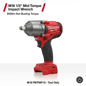 Milwaukee M18 FMTIWF12 18V 1/2 Inch Impact Wrench for Automotive Repair with 900Nm Torque
