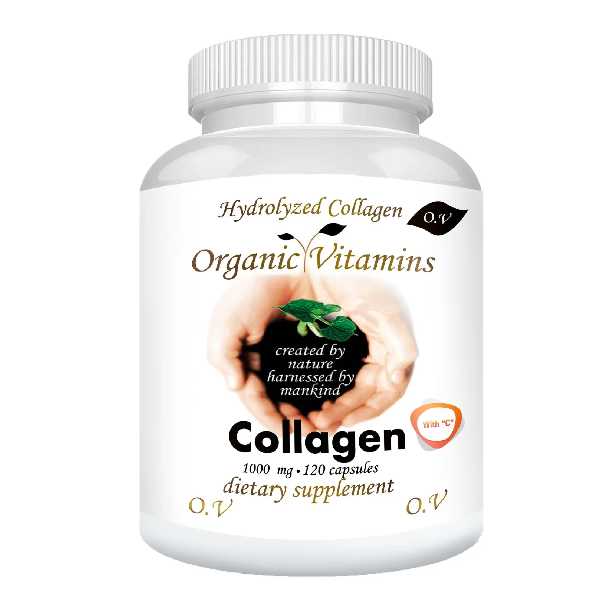 Hydrolyzed Collagen 1000mg Capsules with Vitamin C | Skin, Hair & Nail Support | 120 Capsules | Daily Collagen Supplement Dietary Beauty Healthy Colagen