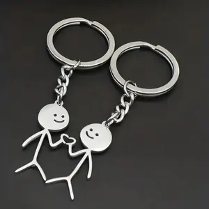 1 Pair Cute Couple Keychains Heart-Shaped Alloy Material, Perfect Valentine Gift for Him & Her, Durable Chain Design, Ideal Backpack Pendant Decor