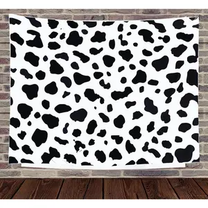 Cow Print Tapestry Black and White Spot Tapestry Cute Tapestries Black Cow Backdrop Poster Aesthetic Wall Hanging for Bedroom Living Room Dorm Party Decorations, 90x70 Inch