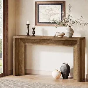 Tribesigns Farmhouse Console Table, 55-Inch Wooden Sofa Table with Storage for Entryway, Foyer, Hallway, Living Room, Easy Assembly, Rustic Brown