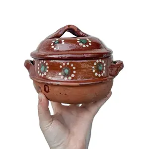 Small Traditional Mexican Barro Clay Pot Salsa Salsero Cookware