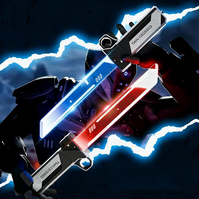 【SaberX】2026 Dual-Color LED Retractable Toy Sword – Swing-Activated Light Blade, Plug-In Dueling Play Sword for Kids & Collectors