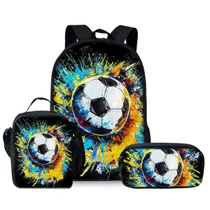 Three-piece Set of Cool Football Shoulder Bags Durable Fabric, Multiple Compartments, Adjustable Straps, Perfect for School & Travel, Backpack for School, Travel Bag, Secure Zipper Closure, For Teenager