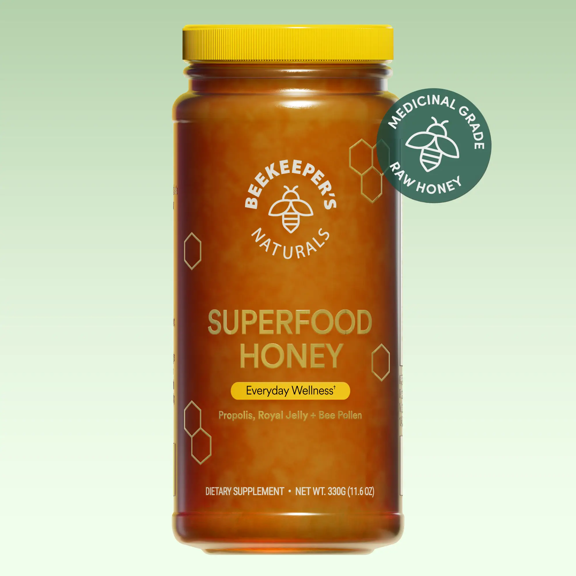 Superfood Honey - Medicinal-Grade Raw Honey Infused with Propolis, Bee Pollen & Royal Jelly for Balanced Energy Focus