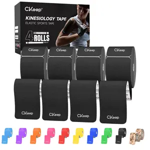 CKeep 4 Rolls Kinesiology Tape, Original Cotton Elastic  20 Precut 10" Strips Each for Muscle Support & Injury Prevention